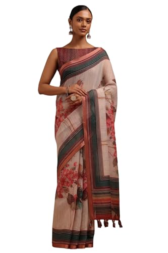 Soch Women Linen Botanical Print Saree