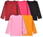 T2F Girls Cotton Printed Regular Fit Full Sleeve T-Shirt(Pack of 5), Assorted, 2-3 Years