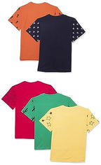 T2F Boy Cotton Printed Regular Fit T-Shirt (Pack of 5),Multicolour,13-14 Years