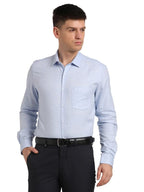 Turtle Men 100% Cotton Regular Light Blue Solid Full Sleeve Formal Shirt