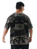 The Souled Store Official Batman: GothamS Saviour Mens And Boys Oversized Fit Graphic Printed Half Sleeve Cotton Grey Color Ove