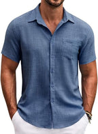 Lymio Regular Fit Shirt For Men|| Men Stylish Regular Fit Shirt (Resort-Slub) (In, Alpha, L, Blue)