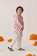 Pspeaches Boys Floral Printed Regular Kurta With Pyjamas (7-8Years)