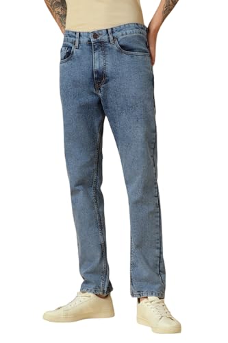 Dennis Lingo Men Blue Washed Straight Fit Mid Rise Jeans