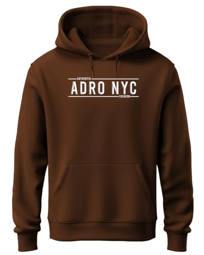 ADRO Men's Cotton Neck Hooded Regular Sweatshirt (H24-BR_Downtown Brown, Small