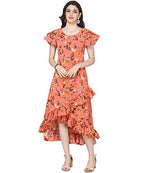 OOMPH! Womens Crepe Wrap Maxi Dress - Marmalade Orange