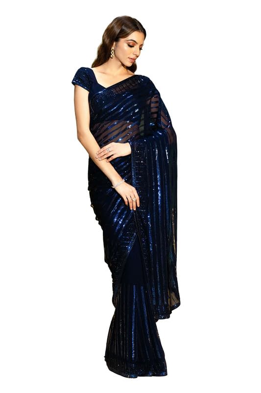 Soch Women Georgette Saree with Sequins Work