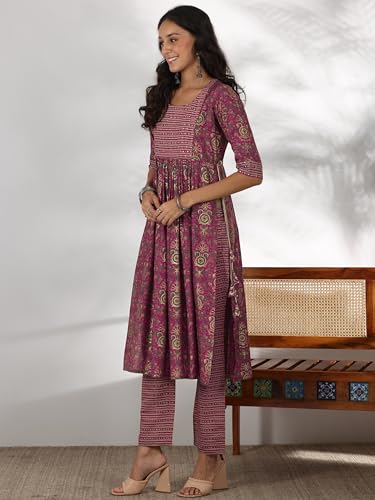 Libas WomenS Silk Blend Kurta Set (36720_Pink