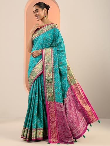 Libas Womens Woven Design Silk Blend Saree With Blouse Piece