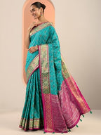 Libas Womens Woven Design Silk Blend Saree With Blouse Piece
