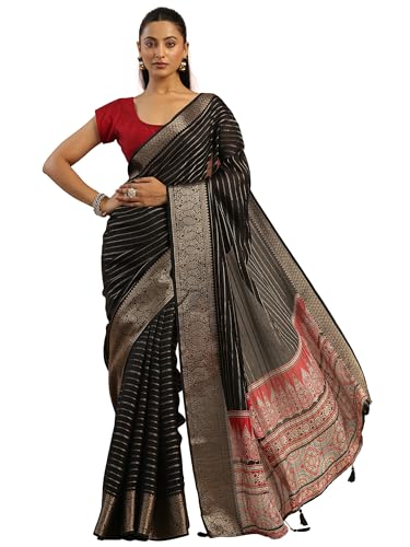 Libas Womens Woven Design Georgette Saree With Blouse Piece