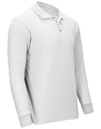 Premium Wear Men's Long Sleeve Polo Shirts - Stain Guard Polo Shirts for Men - White - 3X-Large