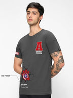 Bewakoof Official Marvel Merchandise Captain America Mens Graphic Printed Regular Fit Half Sleeve Round Neck Cotton Jersey T-Sh