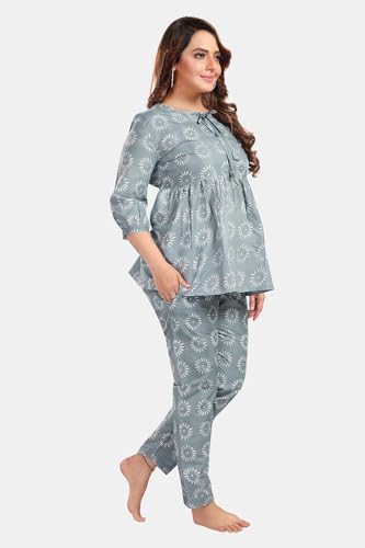 Fabme Women'S Motifs Print Grey Co-Ord Set
