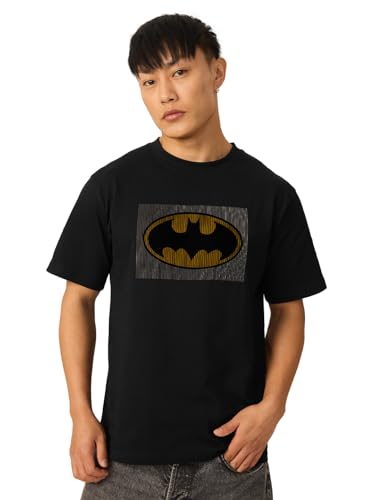 The Souled Store Official Batman: Joker x Batman Short Sleeve Round Neck Black Graphic Printed Relaxed Fit T-Shirts for Men and 