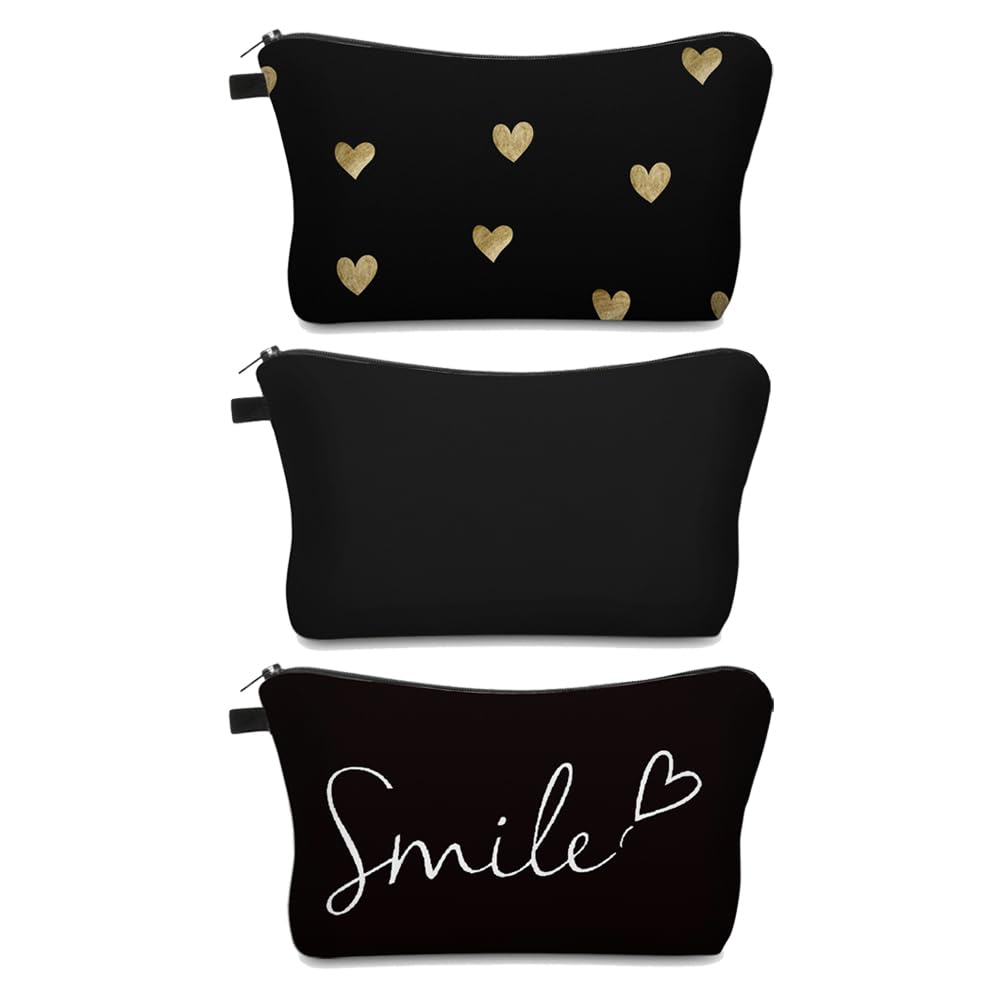 Deanfun Makeup Bag, 3pcs/set Super Funny 3D Printing Women Cosmetic Bag Multifunction Pencil Holder(Heart)
