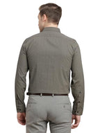 Turtle Men 100% Cotton Slim Fit Grey Printed Full Sleeve Formal Shirt