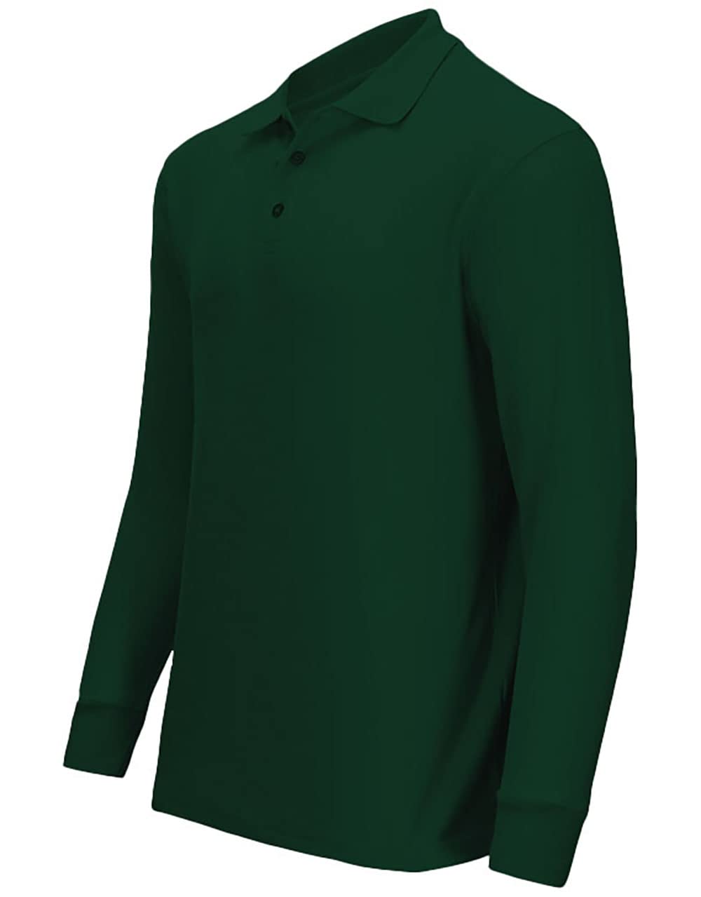 Premium Wear Men's Long Sleeve Polo Shirts - Stain Guard Polo Shirts for Men - Hunter Green - Medium