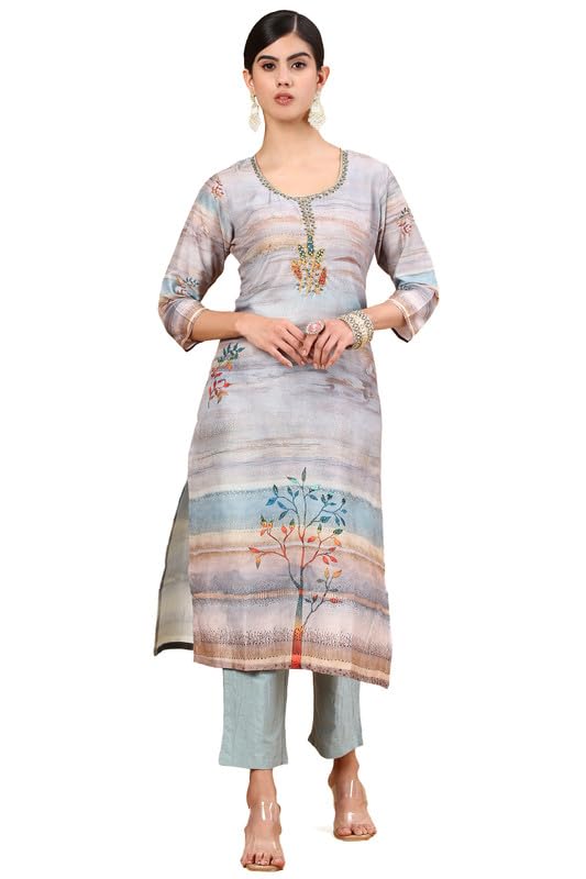 Soch Women Floral Printed Muslin Blend Kurta Set with Beads