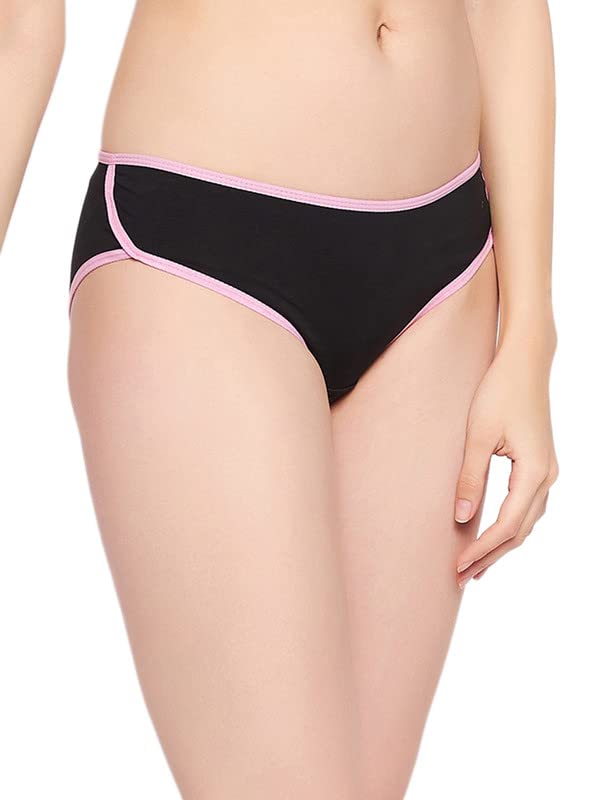 Clovia Womens Cotton Mid Waist Bikini (PN0821P13_Black_XL)