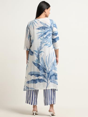 ANNI DESIGNER Women s Kurta & Palazzo Rayon Blend, Blue, L