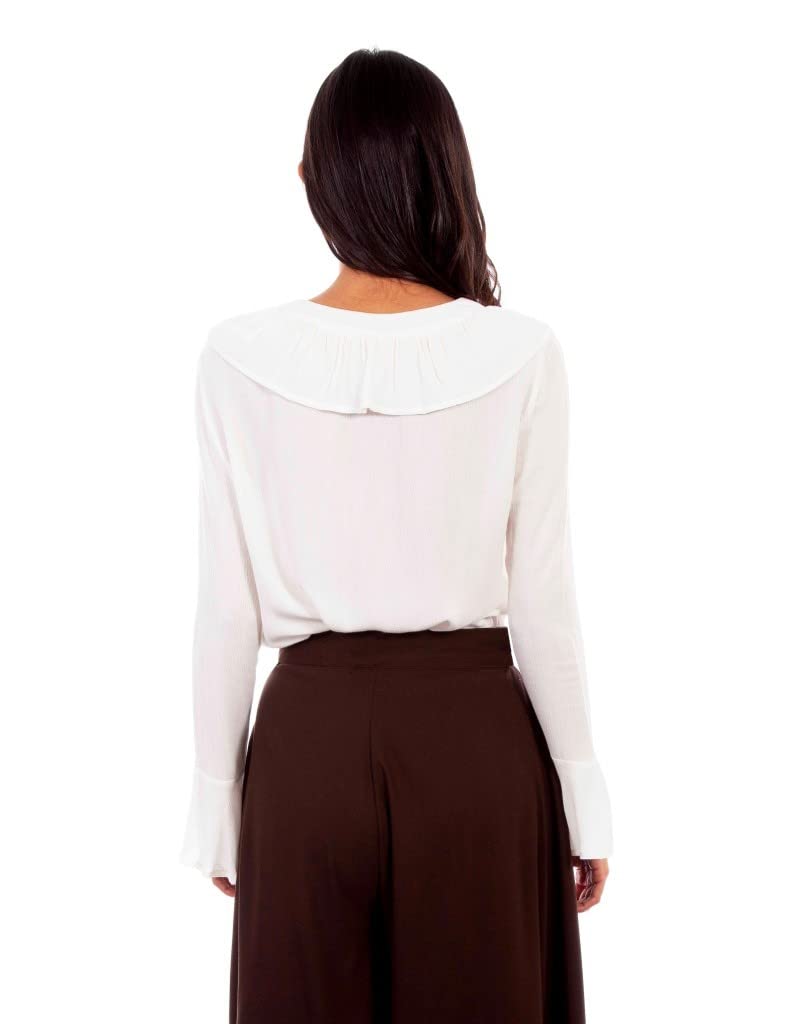 RUFFLE LACE UP BLOUSE