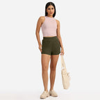 BlissClub Groove-in Cotton Shorts | Cotton Shorts | Side Pockets | Stretchy |Curved Hem