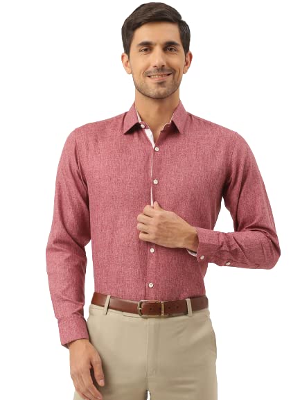 SOJANYA (Since 1958, Cotton Linen Maroon Formal Shirt, Size: 38