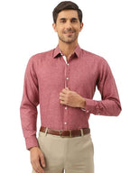 SOJANYA (Since 1958, Cotton Linen Maroon Formal Shirt, Size: 38