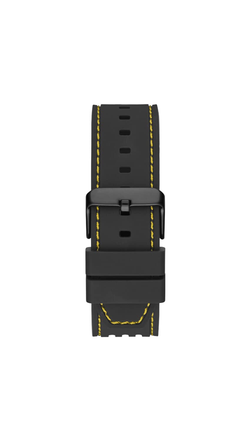 GUESS Men's 44mm Watch - Black Strap Black Dial Yellow Case