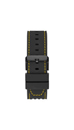 GUESS Men's 44mm Watch - Black Strap Black Dial Yellow Case
