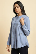 W Geometric Printed Shirt-Style Top for Women