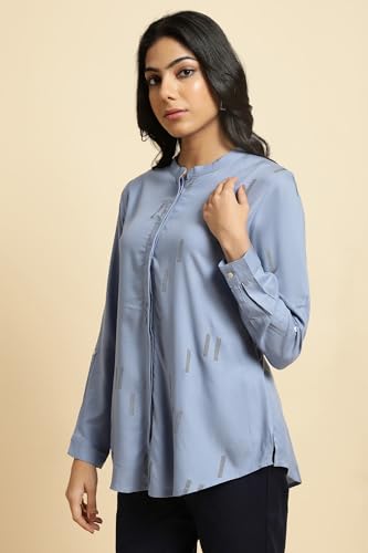 W Geometric Printed Shirt-Style Top for Women