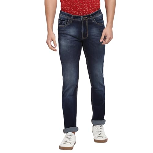 Turtle Men Cotton Stretch Slim Fit Blue Jeans