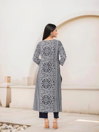 Ishin Bandhani Printed Navy Blue Cotton Tie Up Kurta With Solid Pants