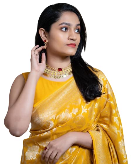 Flosive Womens Present Banarasi Soft Lichi Silk Saree Beautiful Jacquard Rich Pallu Design Work Zari Woven Kanjivaram Silk Styl