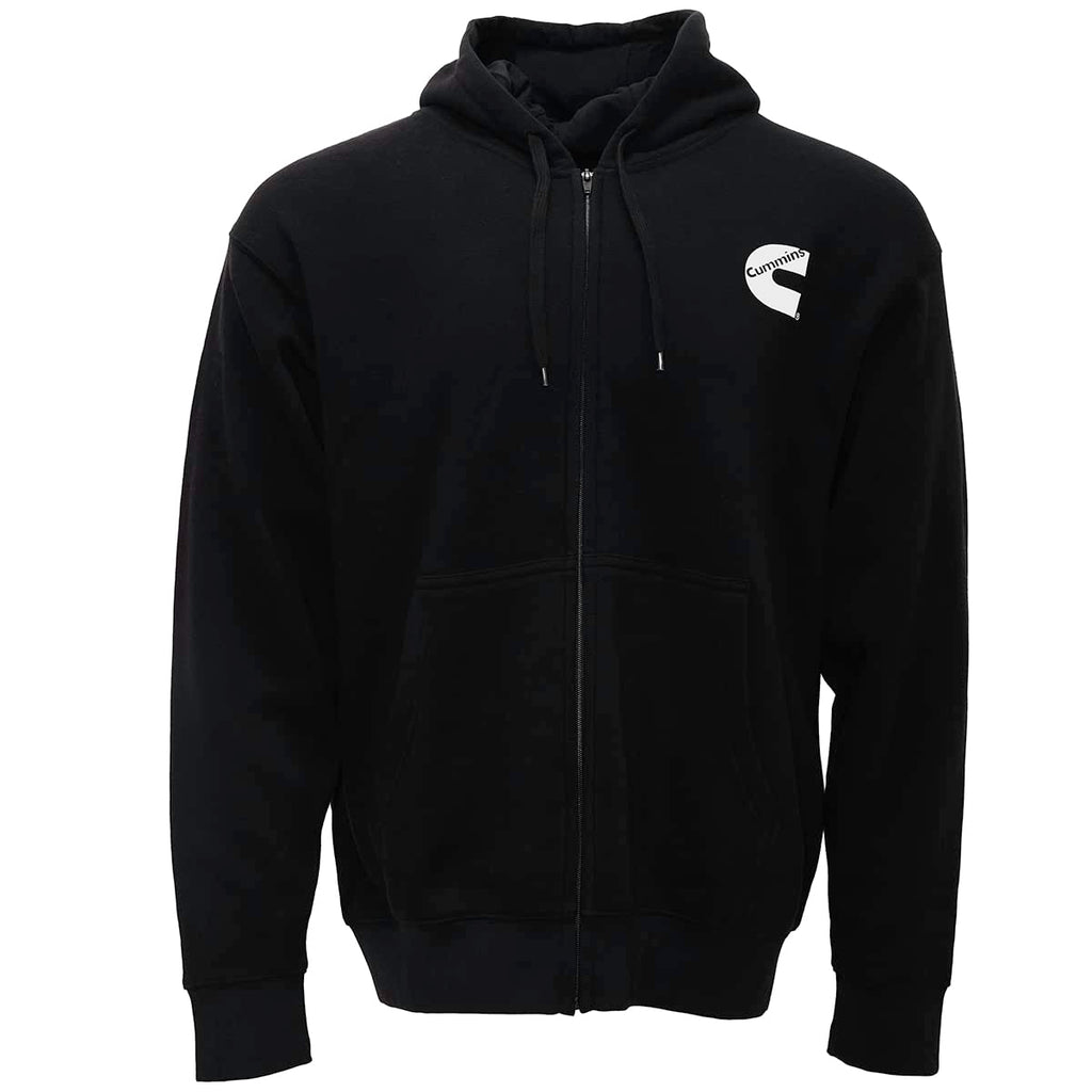 Cummins Unisex Fleece Full Zip Hoodie 100 Percent Cotton Sweatshirt Black Medium CMN5008