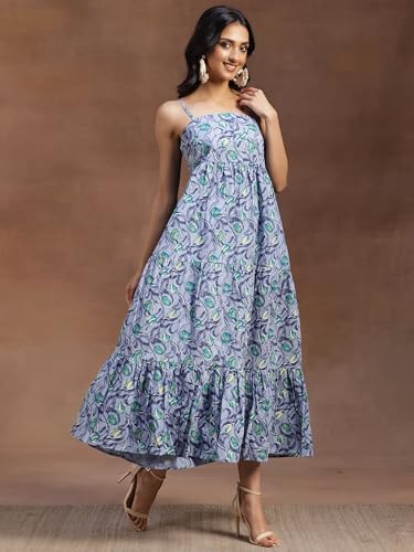 Libas WomenS Cotton Fit And Flare Maxi Dress (26920_Grey