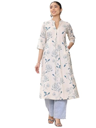 Libas WomenS Cotton Blend Straight Kurtas (29423O_Blue_L)