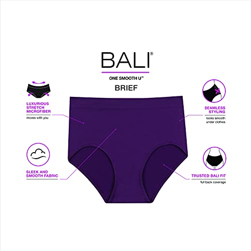 Bali Women's Seamless Panties, Smoothing Brief Underwear for Women, Full-Coverage Stretch Microfiber Briefs (Colors May Vary), B
