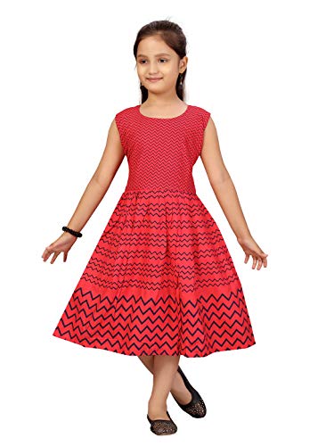 Aarika Girls Cotton Skater Knee-Length Dress (MR_MD-DL-1002_Gajri