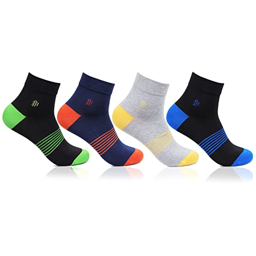 Bonjour Mens Cotton Ankle Length Multicolour 4 Pairs Bold Socks
