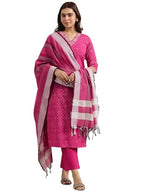 Libas WomenS Cotton Blend Kurta Set (400386_Pink