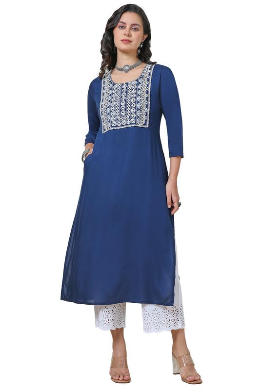 Soch Women Embroidered Yoke Design Rayon Kurta with Sequins