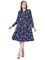 Selvia Western Dress For Women|Crepe Dress For Women|Fit & Flare Dress|Floral Printed Dress For Women|One Piece Dress For Women 