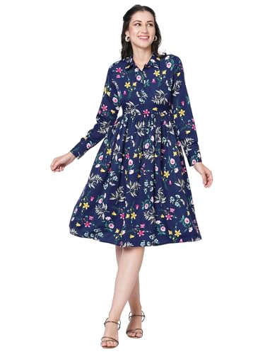 Selvia Western Dress For Women|Crepe Dress For Women|Fit & Flare Dress|Floral Printed Dress For Women|One Piece Dress For Women 