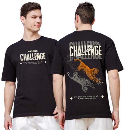 ADRO Men's Solid Oversized Fit T-Shirt (OVR24-L1-CHL-BL_Black