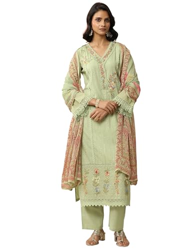 Libas Art Embroidered Cotton Blend Straight Kurta Set For Women (49924Al)