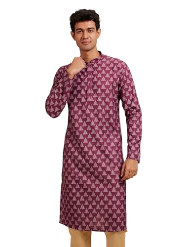Diwas By Manyavar MenS Cotton Blend Printed Kurta (Purple,M)