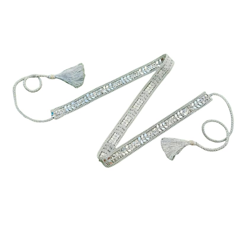 Slim And Sleek Silver Mirror Work Waist Belt For Girls And Women (44) 44